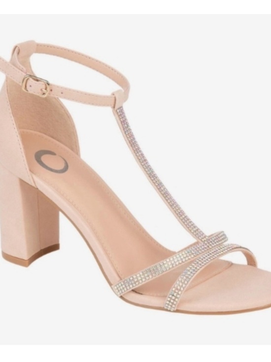 Journee Collection Shoes - Journee Collection Denali T-Strap Rhinestone Pumps‎ Nude 10M